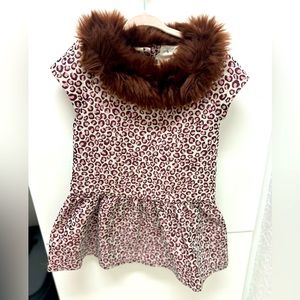 Pink leopard fur neckline Janie & Jack dress